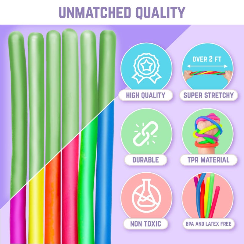 BUNMO Stretchy Strings - Sensory Toys for Toddlers - Stimulating & Addictive Sensory Toys for Kids - Fidget Toy - Hours of Fun for Kids - Non-Mouthable Toy 3+ - Glow 6 Pack - Image 2