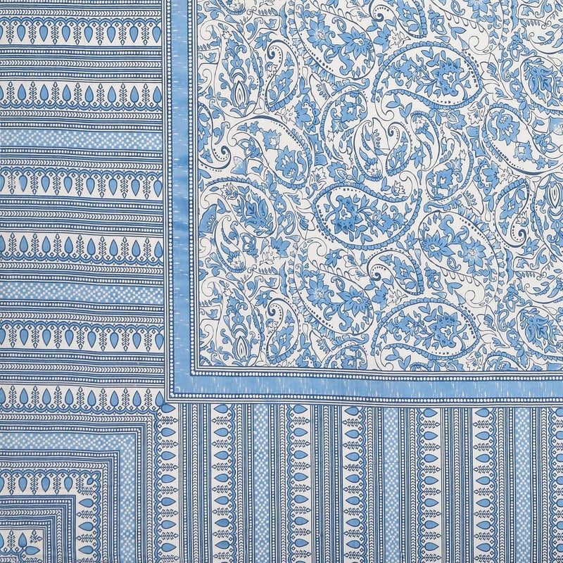 Bella Casa Double King Size Bedsheet Set Cotton with 2 Pillow Covers Floral Design Sky Blue Colour Ethnic Collection - Image 5
