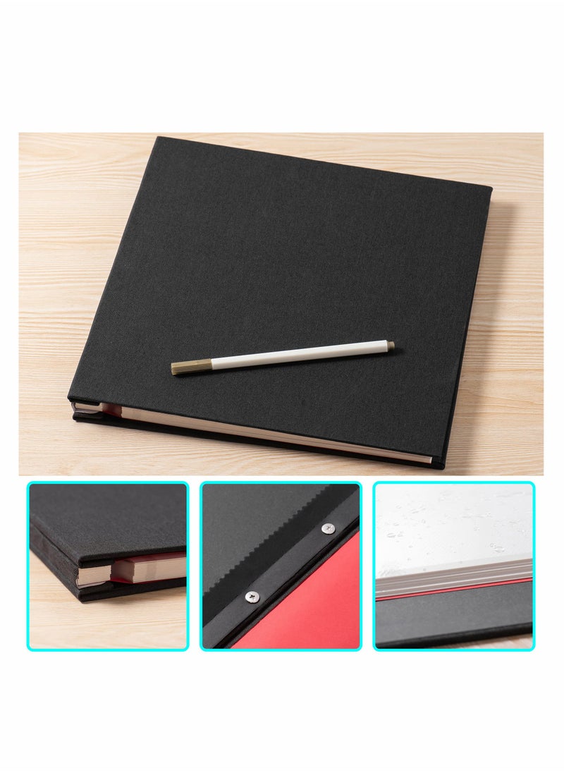 SYOSI Photo Album Self Adhesive 3x5 4x6 5x7 6x8 8x10 8.5x11 11x10.6 Magnetic Scrapbook Album DIY Length 11x10.6 Inch 40 Pages Linen Cover DIY Photo Album with A Metallic Pen and DIY Accessories (Black)  - Image 4