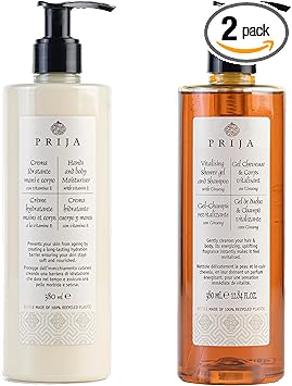 Prija Hands and Body Moisturiser with Vitamin E and Vitalising 2 in 1 Shower Gel and Shampoo with Ginseng Extract Bundle 2 x 380ml - Image 1