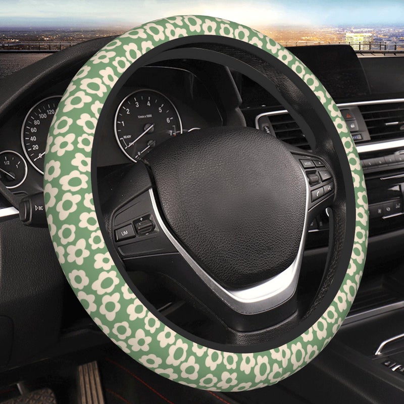 BEIANSHUO Vintage Groovy Flowers Steering Wheel Cover Cute Universal 15 Inch Car Accessories Protector for Women Fit Auto SUV Sedan Vans Trucks - Image 3