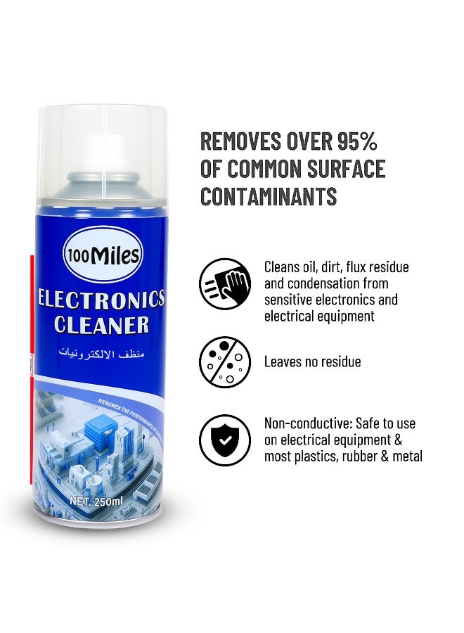100Miles Electronics Cleaner Spray, 250ml - Multi-Purpose Electrical Equipment Contact Cleaner for Circuit Boards, Audio-Visual Devices, Automotive Electrical Systems, Resumes Performance - Image 4
