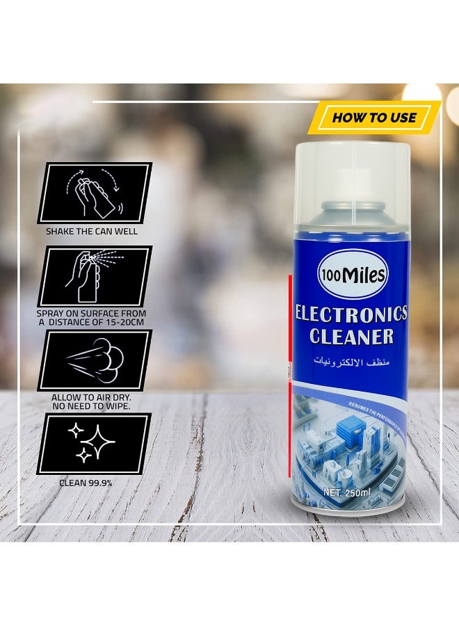 100Miles Electronics Cleaner Spray, 250ml - Multi-Purpose Electrical Equipment Contact Cleaner for Circuit Boards, Audio-Visual Devices, Automotive Electrical Systems, Resumes Performance - Image 5