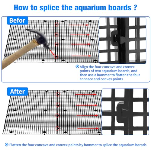 Weramics Plastic Egg Crate Grip Panel Fish Tank Divider Aquarium Divider Filter Bottom Fish Tank Isolation Board Egg Crate Tray (Black, 12pcs 11.8X5.9 Inch with 0.15 Inch Hole) - Image 5