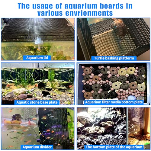 Weramics Plastic Egg Crate Grip Panel Fish Tank Divider Aquarium Divider Filter Bottom Fish Tank Isolation Board Egg Crate Tray (Black, 12pcs 11.8X5.9 Inch with 0.15 Inch Hole) - Image 3