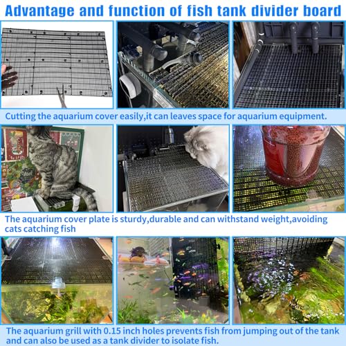 Weramics Plastic Egg Crate Grip Panel Fish Tank Divider Aquarium Divider Filter Bottom Fish Tank Isolation Board Egg Crate Tray (Black, 12pcs 11.8X5.9 Inch with 0.15 Inch Hole) - Image 4