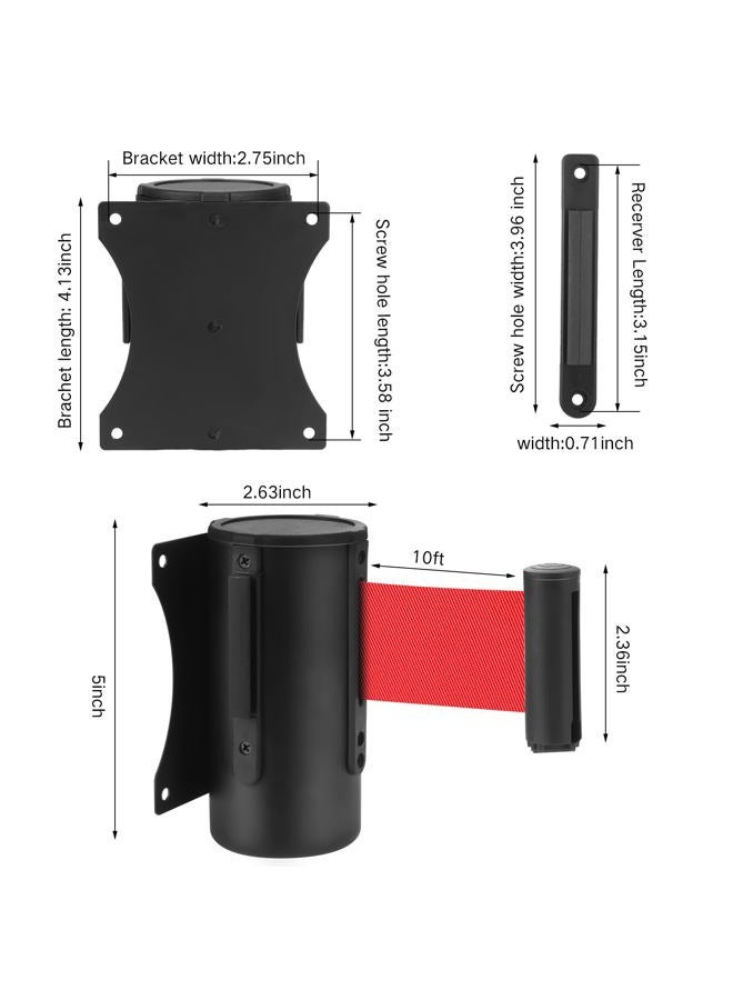 Yaocom 2 Pieces Retractable Belt Barrier Wall Mount Caution Belt 10 Feet with Black Case Crowd Control Barriers for Indoor and Outdoor Crowd Control Line Dividers (Red Belt) - Image 4