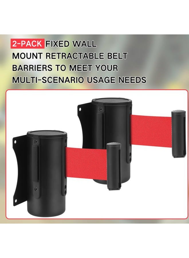Yaocom 2 Pieces Retractable Belt Barrier Wall Mount Caution Belt 10 Feet with Black Case Crowd Control Barriers for Indoor and Outdoor Crowd Control Line Dividers (Red Belt) - Image 2