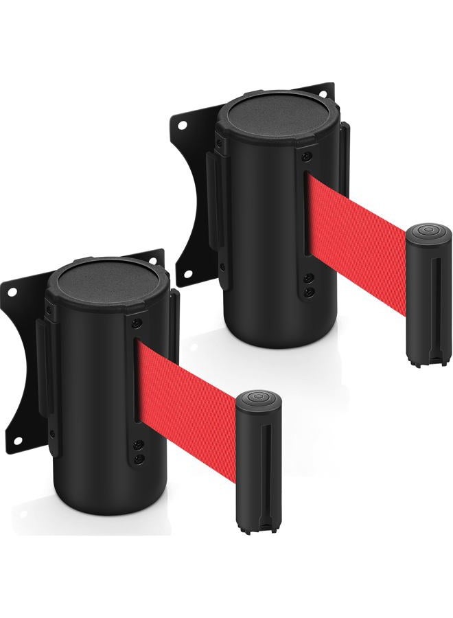 Yaocom 2 Pieces Retractable Belt Barrier Wall Mount Caution Belt 10 Feet with Black Case Crowd Control Barriers for Indoor and Outdoor Crowd Control Line Dividers (Red Belt) - Image 1