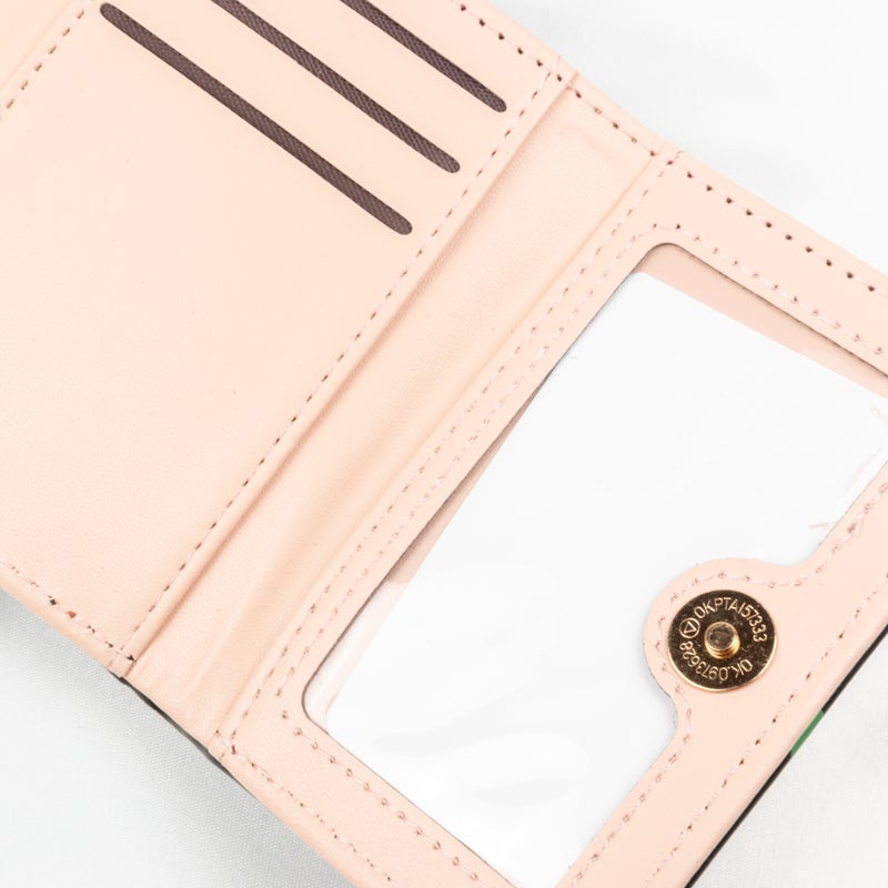 Leather Flip Wallet & Card Holder with Multiple Pockets - Pink - Image 3