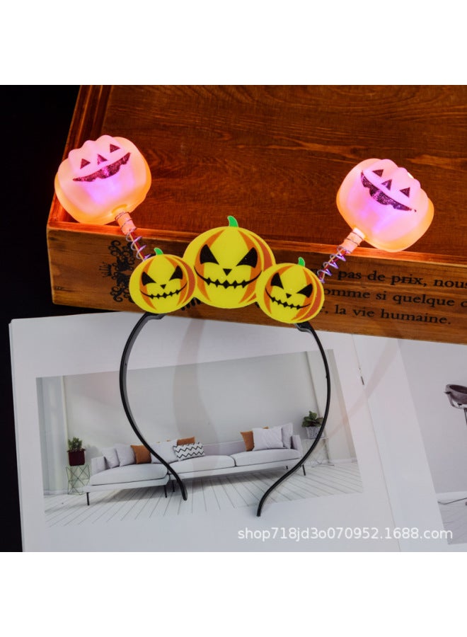 Cross-border Halloween Party Luminous Pumpkin Lantern Hoop Ghost Festival Stage Performance Supplies Skull Head Hoop Hair Hoop Props 