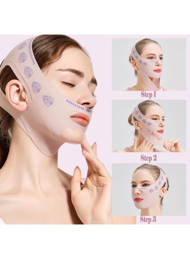 V Line lifting Mask Strap: Reusable V Line lifting Mask - Face Lift Belt for Women (Pink) - Image 2