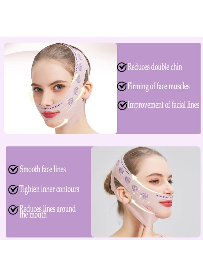 V Line lifting Mask Strap: Reusable V Line lifting Mask - Face Lift Belt for Women (Pink) - Image 3