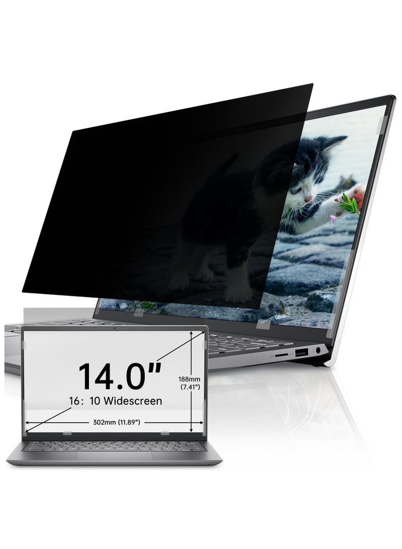 إيروريكس شاشة خصوصية للكمبيوتر المحمول مقاس 14 بوصة لأجهزة Hp/Dell/Acer/Lenovo/ThinkPad/Samsung/Asus/Sony، درع خصوصية للكمبيوتر المحمول مقاس 16:10 قابل للإزالة، مضاد لوهج الضوء الأزرق مقاس 14 بوصة، فلتر خصوصية للكمبيوتر المحمول  - Image 1