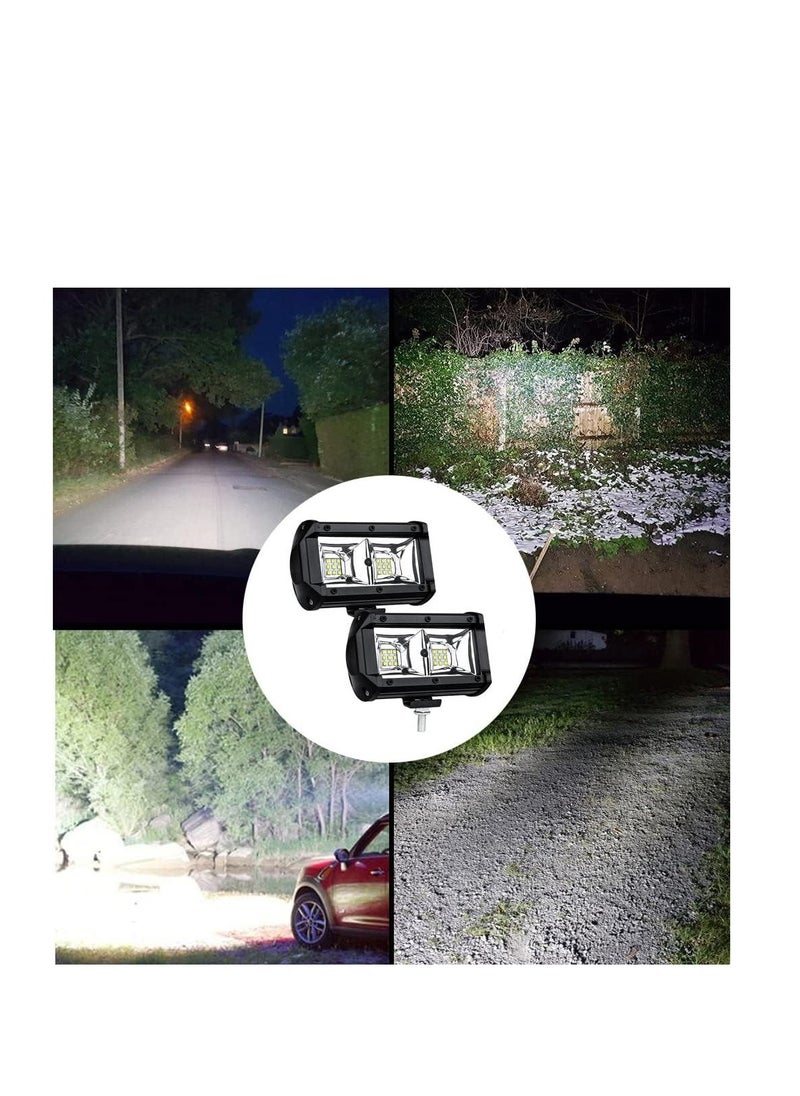 ماركة غير محددة - مصباح أمامي LED قوي مكون من عدستين و18 مصباح LED 12 فولت للقيادة للشاحنات والمركبات الرباعية والمركبات الرياضية متعددة الأغراض والدراجات النارية ومصباح عمل احتياطي IP65 مقاوم للماء ومصابيح ضباب أمامية - Image 1