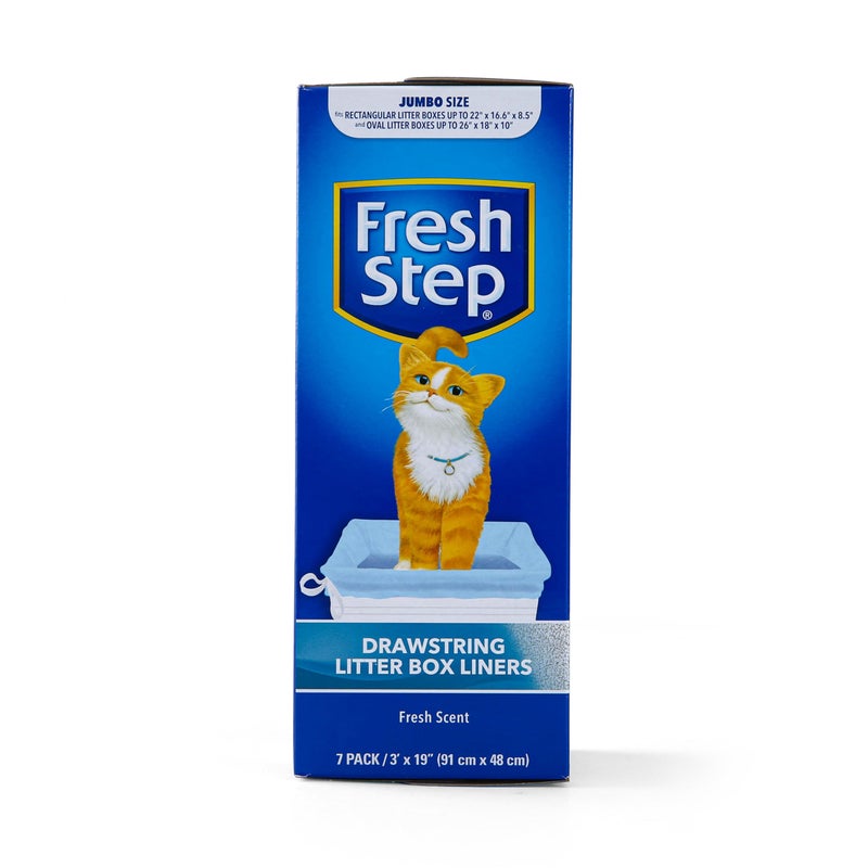 Fresh Step Drawstring Cat Litter Box Liners, Fresh Scent - Kitty Litter Bags for Rectangle or Oval Large Litterboxes, Size Jumbo, 36" x 19" - 7 Count - Image 2
