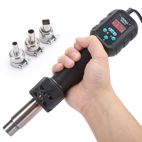 Yihua مسدس حرارة متعدد الاستخدامات YIHUA 8858 IV للحرف، لحام الإلكترونيات، DIY، أنابيب الانكماش والتغليف، علامة الشعلة والمعجون، راتنج الإيبوكسي مع وظيفة التحكم في درجة الحرارة وحجم الهواء، 3 فوهات - Image 1
