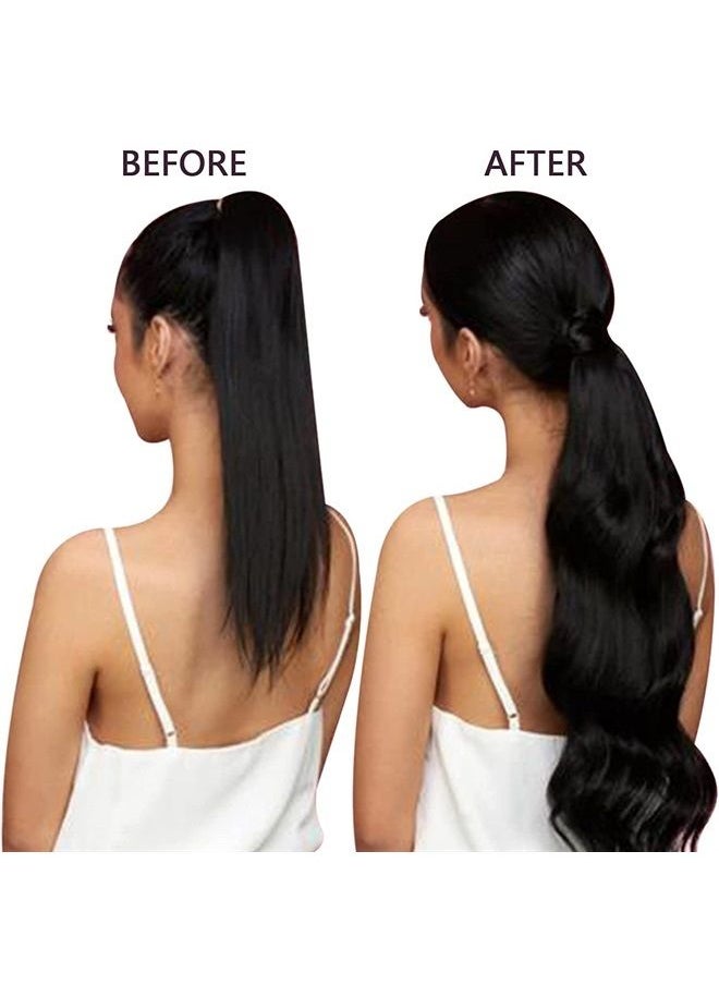 RUNATURE - Human Hair Ponytail Extension Jet Black Straight Ponytail Hair Extensions Human Hair Brazilian Full Ends Natural Wrap Around Ponytail Human Hair Extensions with Magic Paste Short Hairpiece 12 - Image 1