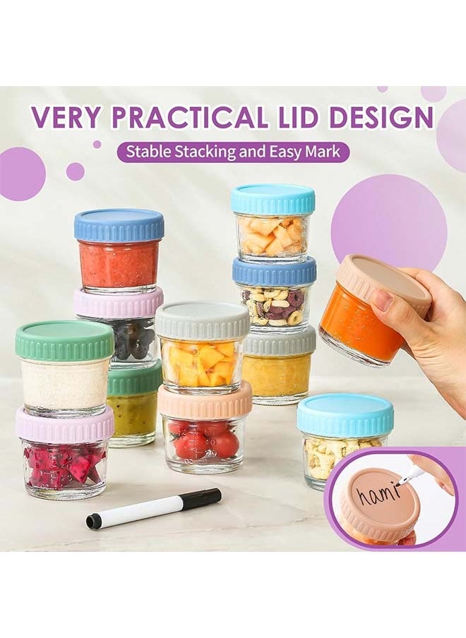 L&E HELEE 12 Pack Glass Baby Food Storage Containers - 4 Oz Baby Food Jars with Lids Baby Food Maker Microwave Dishwasher Freezer Safe 100% Leak Proof BPA Free Reusable (12, 4OZ)  - Image 4