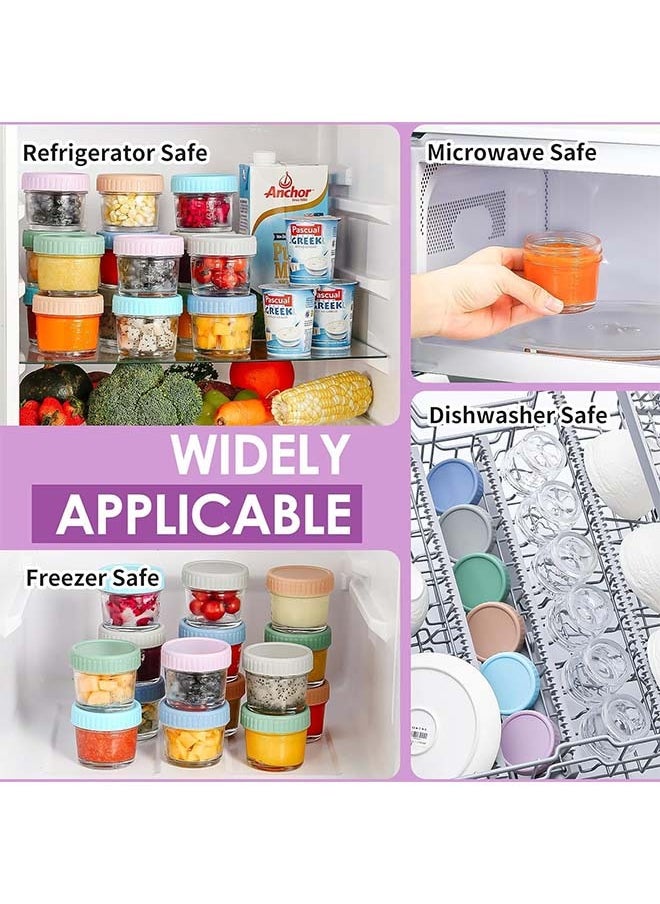 L&E HELEE 12 Pack Glass Baby Food Storage Containers - 4 Oz Baby Food Jars with Lids Baby Food Maker Microwave Dishwasher Freezer Safe 100% Leak Proof BPA Free Reusable (12, 4OZ)  - Image 5