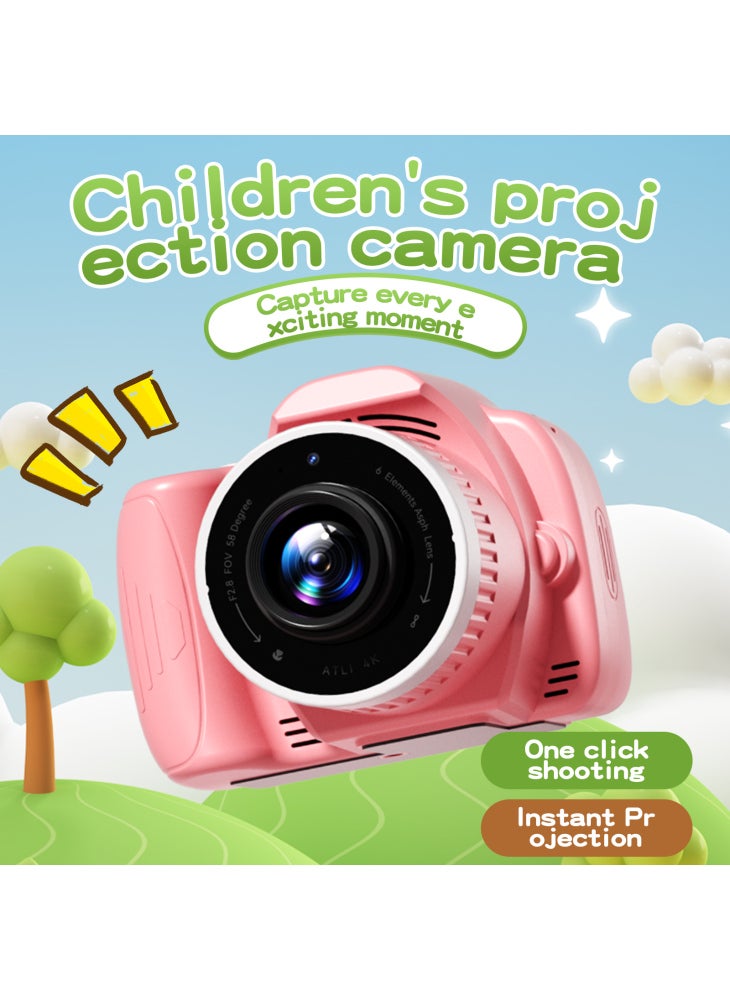 K100 2.8 Inch HD Projection Camera for Kids Educational Toy with 62G Memory Card+Card Reader - Pink - Image 4