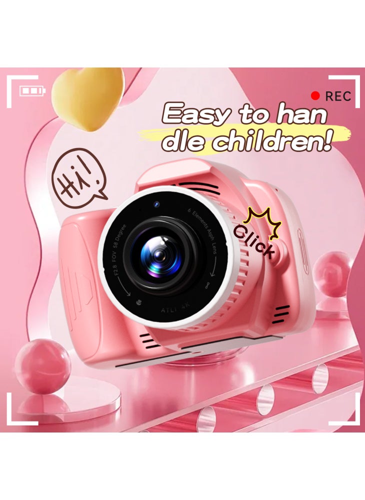 K100 2.8 Inch HD Projection Camera for Kids Educational Toy with 62G Memory Card+Card Reader - Pink - Image 3