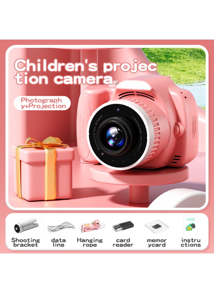 K100 2.8 Inch HD Projection Camera for Kids Educational Toy with 62G Memory Card+Card Reader - Pink - Image 2