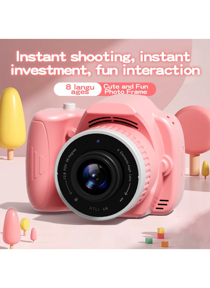 K100 2.8 Inch HD Projection Camera for Kids Educational Toy with 62G Memory Card+Card Reader - Pink - Image 5