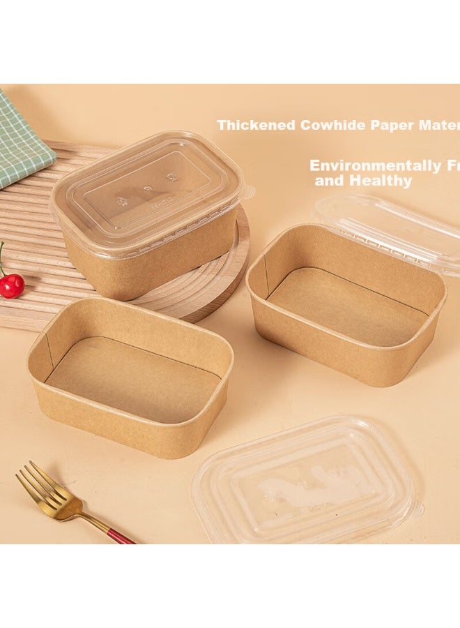 Jiachi Disposable Food Container Thickened 1000ml*20 Sets Kraft Paper Lunch Box Paper Bowl Takeout Camping Packing Box Tableware - Image 4