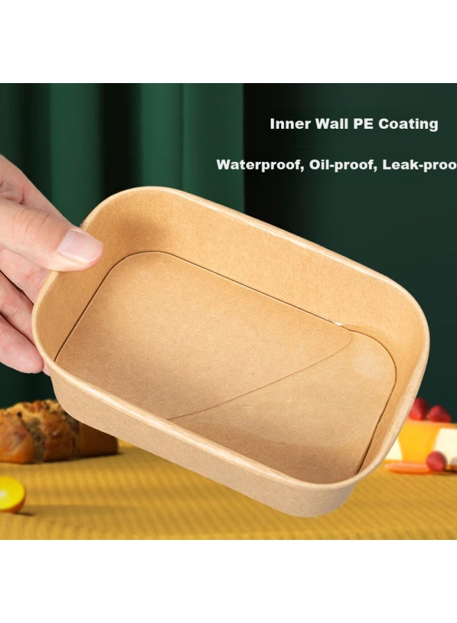 Jiachi Disposable Food Container Thickened 1000ml*20 Sets Kraft Paper Lunch Box Paper Bowl Takeout Camping Packing Box Tableware - Image 3