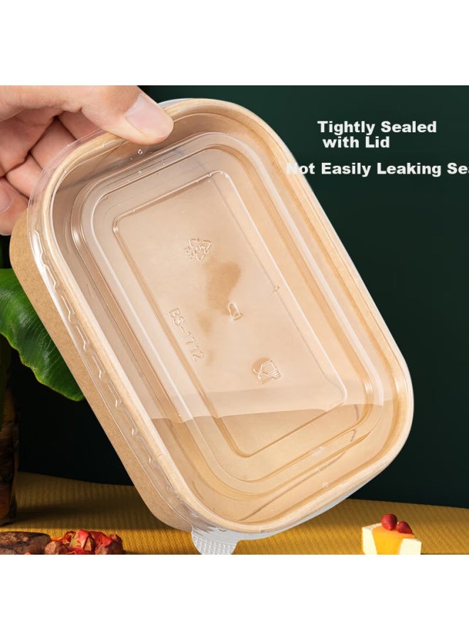 Jiachi Disposable Food Container Thickened 1000ml*20 Sets Kraft Paper Lunch Box Paper Bowl Takeout Camping Packing Box Tableware - Image 2