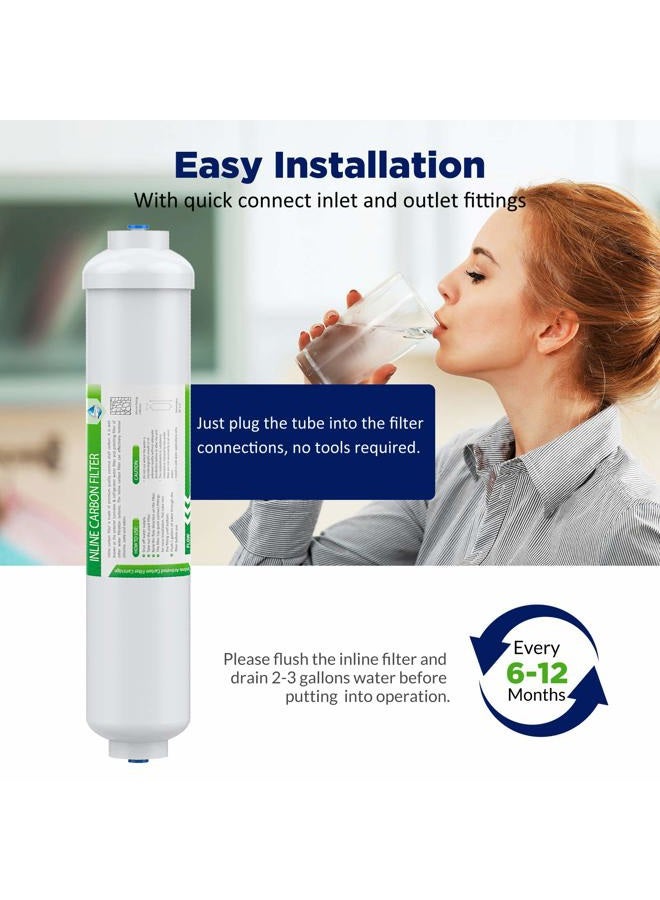 Membrane Solutions T33 Inline Water Filter, 1/4" Quick-Connect Filter Replacement Cartridge in-line Filter for Refrigerator & Ice Maker, Post-Carbon Filter for Reverse Osmosis Water System, 2-Pack - Image 5
