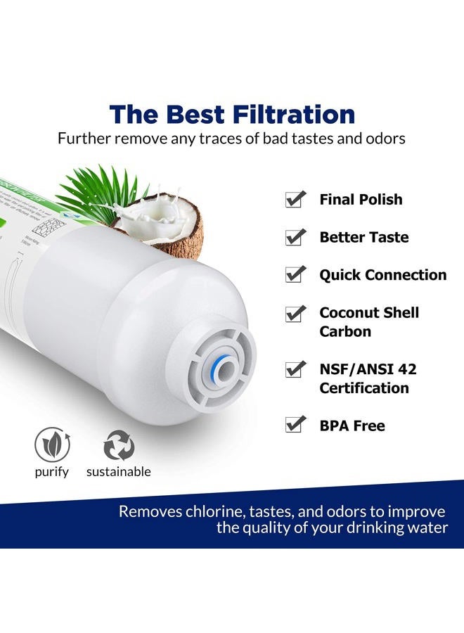 Membrane Solutions T33 Inline Water Filter, 1/4" Quick-Connect Filter Replacement Cartridge in-line Filter for Refrigerator & Ice Maker, Post-Carbon Filter for Reverse Osmosis Water System, 2-Pack - Image 4