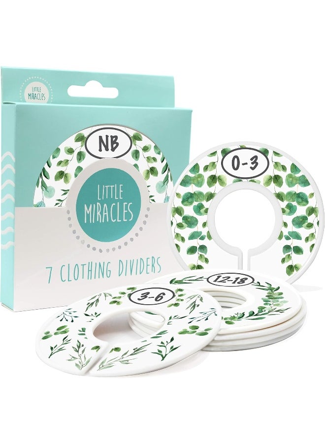 Little Miracles Baby Closet Size Dividers - 7X Botanical Nursery Closet Dividers for Baby Clothes - Eucalyptus Vines Leaf Plant Greenery Nursery Decor - Baby Closet Dividers for Boy or Girl  - Image 1