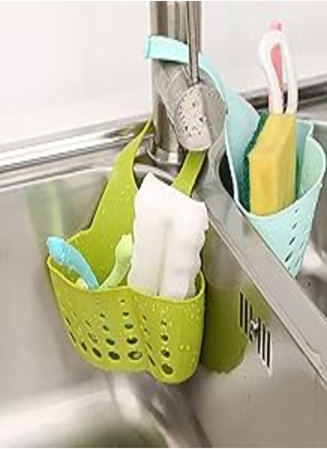 EHOME - Ehome Sponge Holder for Kitchen Sink Faucet Dishcloth Dispenser Hanging Sink Caddy Organizer Accessories Soap Drainer Basket(Green) - Image 1