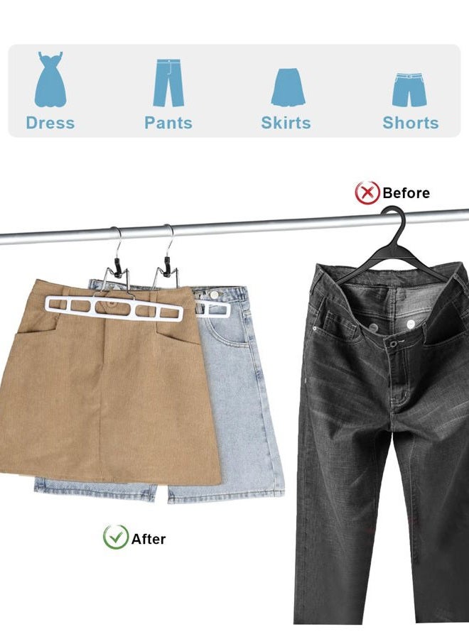 AMKUFO 20 Pack Pants-Hangers Skirt-Hangers, Plastic Pant-Hangers-for-Women Men, Pants-Hangers-Space-Saving, Clamp Hangers-for-Pants Jeans Shorts Tie Belt - Image 3