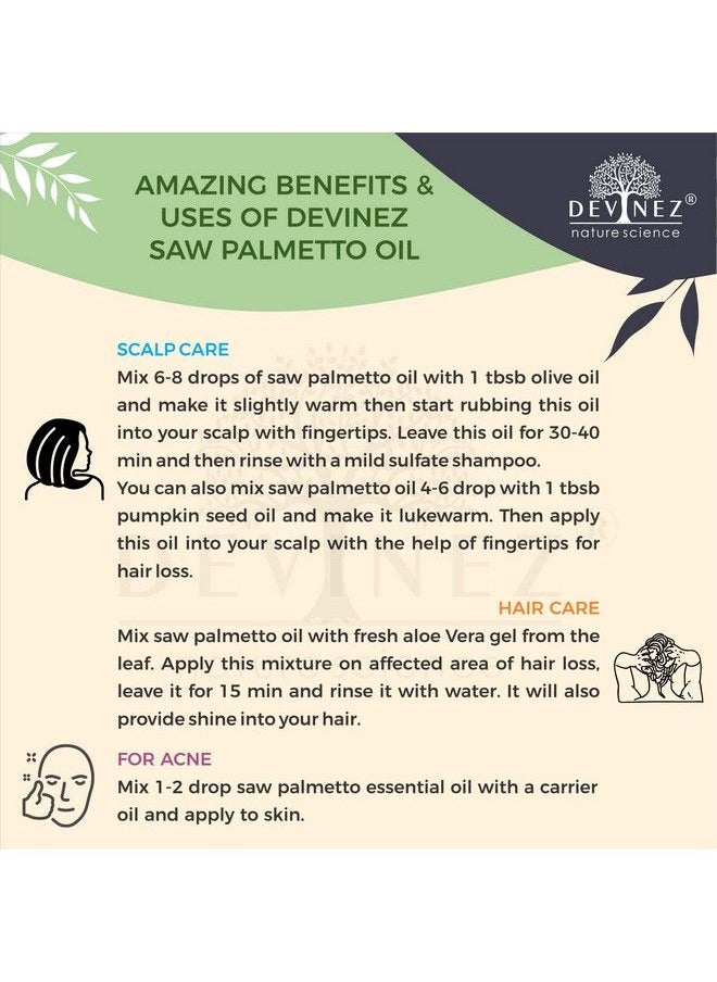 Devinez زيت Saw Palmetto المعتمد 500 مل (Serenoa Repens) 100% طبيعي نقي وغير مخفف بدرجة علاجية في زجاجة من الألومنيوم المؤكسد  - Image 5