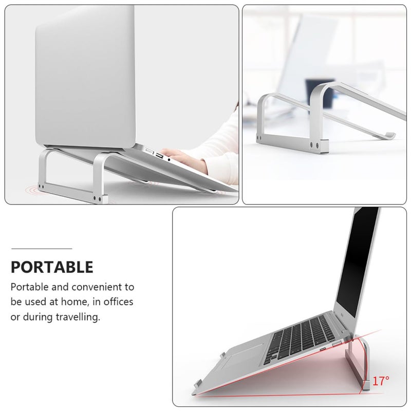 Foldable Aluminum Laptop Stand Portable Cooling Rack Holder for MacBook Tablets Silver - Image 5