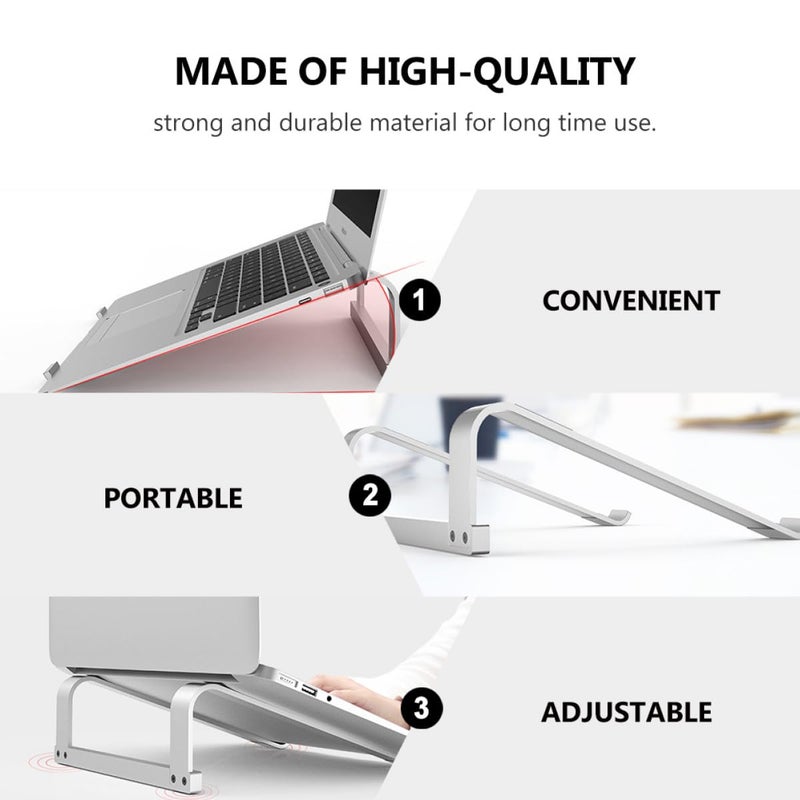 Foldable Aluminum Laptop Stand Portable Cooling Rack Holder for MacBook Tablets Silver - Image 4