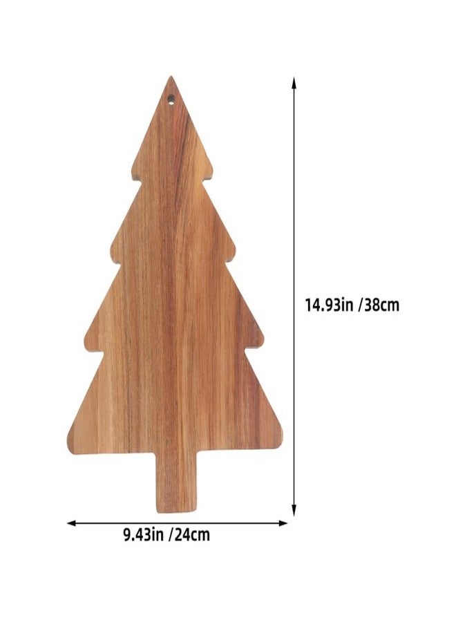 PRETYZOOM Christmas Charcuterie Board, 24x38cm Wooden Tree Shaped Cutting Board, Xmas Cheeseboard, Holiday Food Serving Tray, Appetizer Platter, Christmas Kitchen Decoration - Image 4