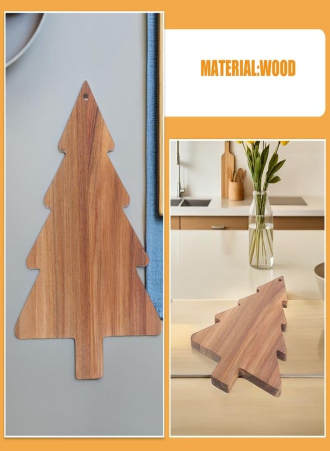 PRETYZOOM Christmas Charcuterie Board, 24x38cm Wooden Tree Shaped Cutting Board, Xmas Cheeseboard, Holiday Food Serving Tray, Appetizer Platter, Christmas Kitchen Decoration - Image 3