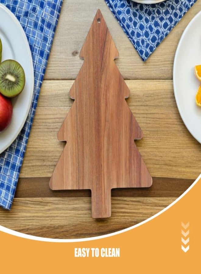 PRETYZOOM Christmas Charcuterie Board, 24x38cm Wooden Tree Shaped Cutting Board, Xmas Cheeseboard, Holiday Food Serving Tray, Appetizer Platter, Christmas Kitchen Decoration - Image 2