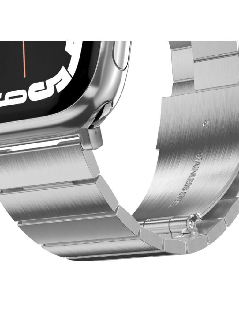 MAGEASY - Maestro Metal Stainless Steel Magnetic Apple Watch Band - Premium Stainless Steel Apple Watch Band For Men | Band For Apple Watch 49mm 45mm 44mm 42mm Apple Watch Ultra - Silver - Image 1