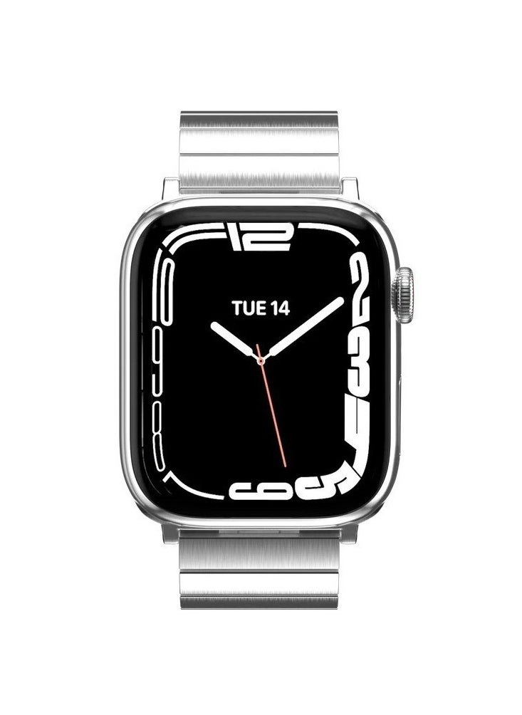 MAGEASY - Maestro Metal Stainless Steel Magnetic Apple Watch Band - Premium Stainless Steel Apple Watch Band For Men | Band For Apple Watch 49mm 45mm 44mm 42mm Apple Watch Ultra - Silver - Image 1