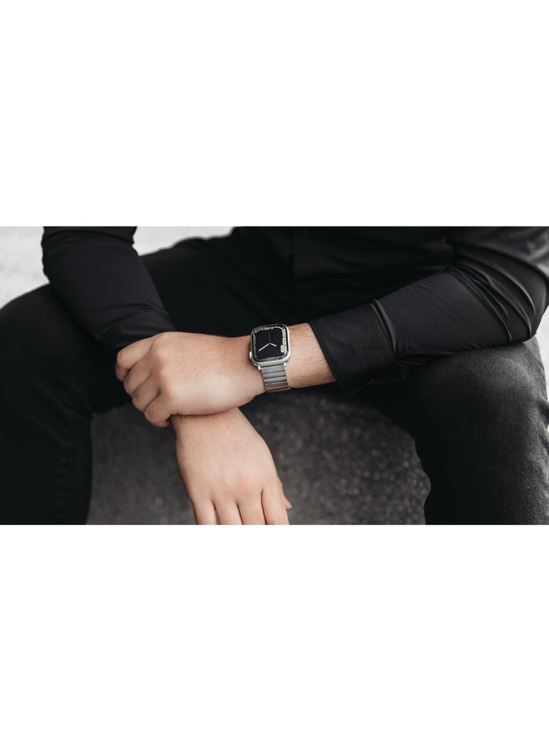MAGEASY - Maestro Metal Stainless Steel Magnetic Apple Watch Band - Premium Stainless Steel Apple Watch Band For Men | Band For Apple Watch 49mm 45mm 44mm 42mm Apple Watch Ultra - Silver - Image 1