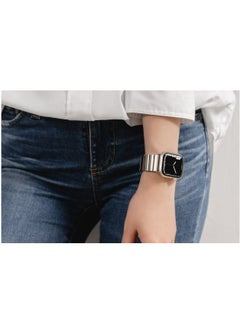 MAGEASY Maestro Metal Stainless Steel Magnetic Apple Watch Band - Premium Stainless Steel Apple Watch Band For Men | Band For Apple Watch 49mm 45mm 44mm 42mm Apple Watch Ultra - Silver  - Image 5