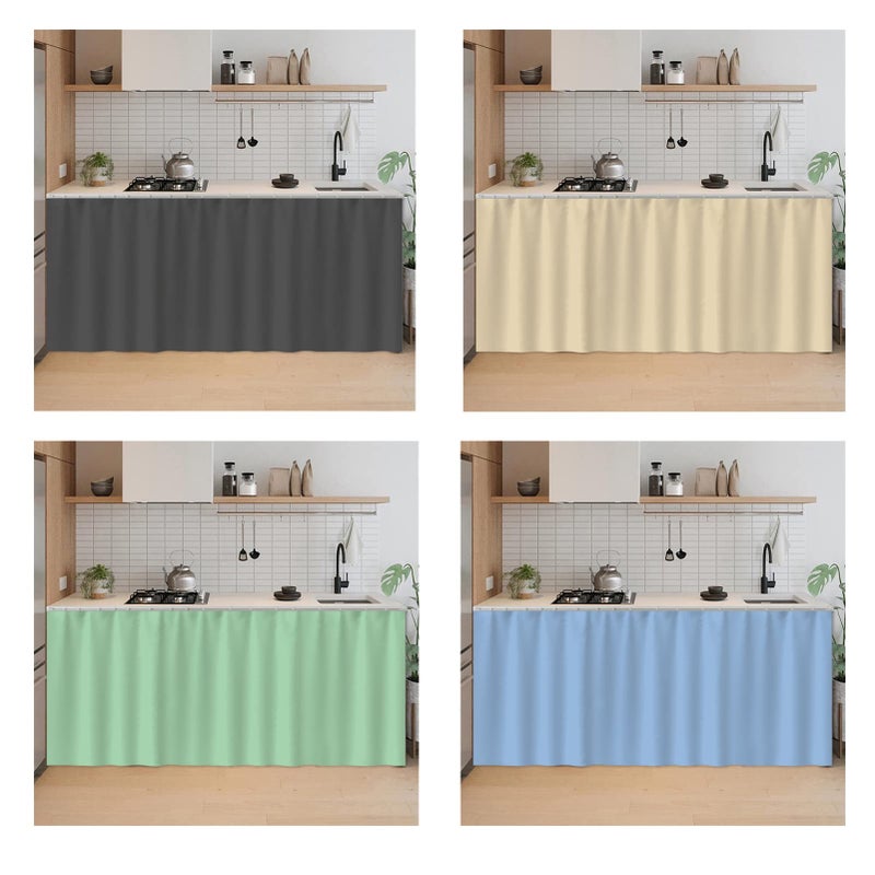 SK Studio ستائر قصيرة من SK ستوديو للمطبخ، ستائر خصوصية للخزائن، ستائر نافذة مضادة للغبار، ستائر مدخل لغرفة التخزين، رمادي، 51.1" عرض x 27.6" ارتفاع - Image 2