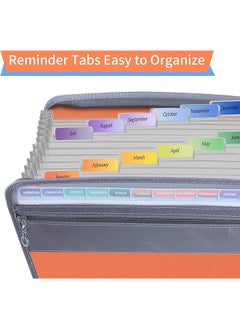erorex File Organizer A4 Document Organizer With 27Pcs Multicolor Labels 13 Pockets Expanding File Folder With Sticky Labels Portable File Box For Office School Home Orange  - Image 4