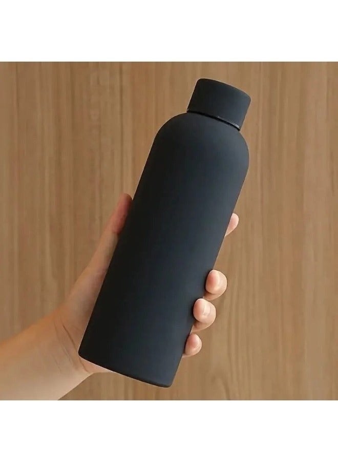 هابي هوم زجاجة مياه ذات جدار مزدوج من الفولاذ المقاوم للصدأ زجاجة رياضية للمشروبات الباردة والساخنة مضادة للتسرب 500 مل - أسود - Image 4