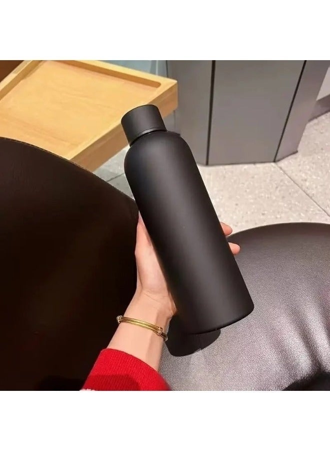 هابي هوم زجاجة مياه ذات جدار مزدوج من الفولاذ المقاوم للصدأ زجاجة رياضية للمشروبات الباردة والساخنة مضادة للتسرب 500 مل - أسود - Image 3